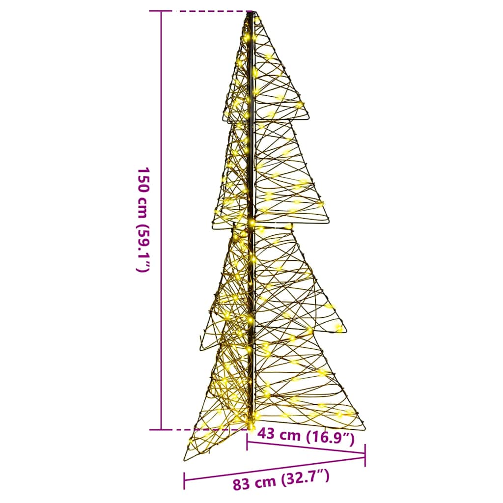 Christmas Tree with 160 LEDs Warm White 150 cm Rattan