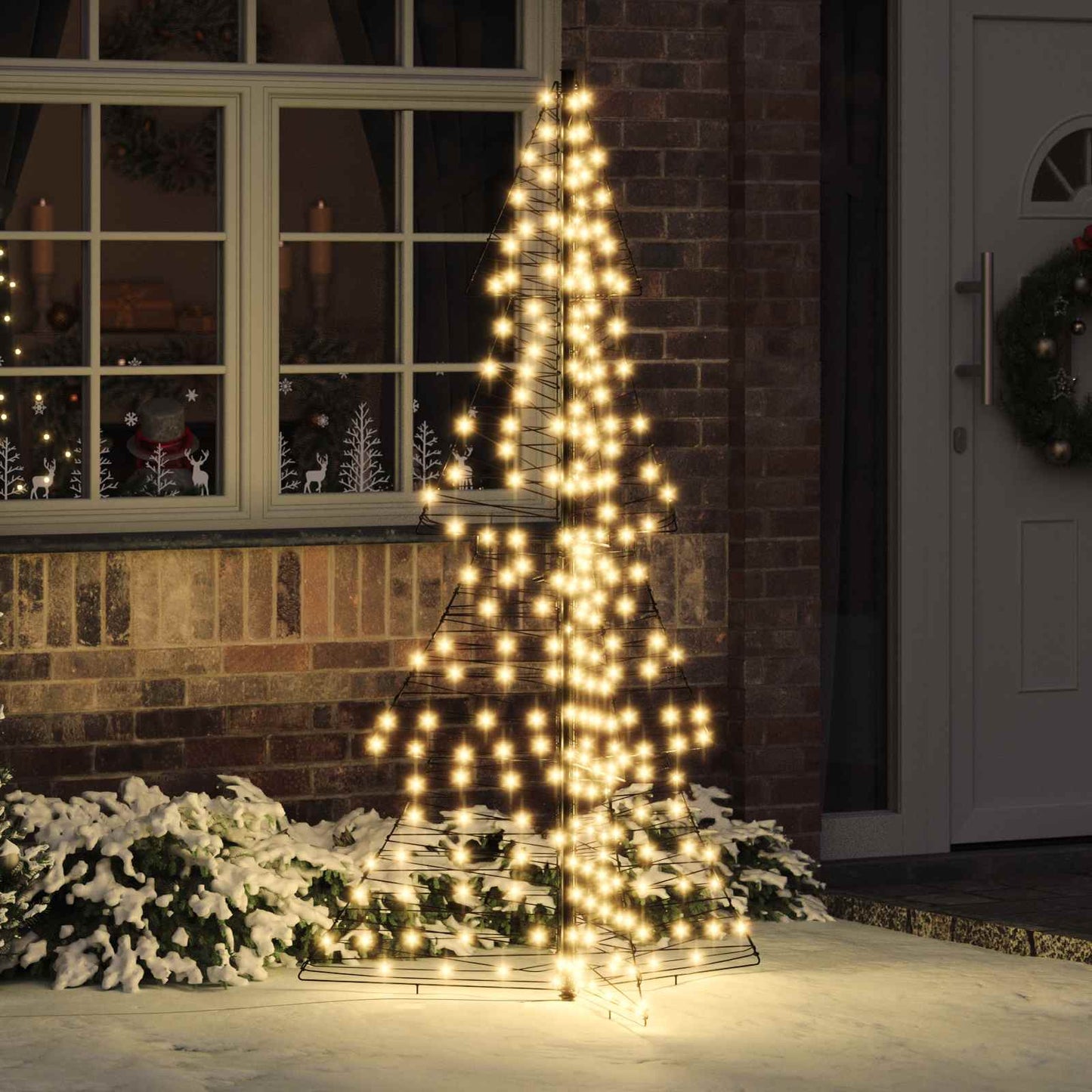 Christmas Tree with 240 LEDs Warm White 180 cm Rattan