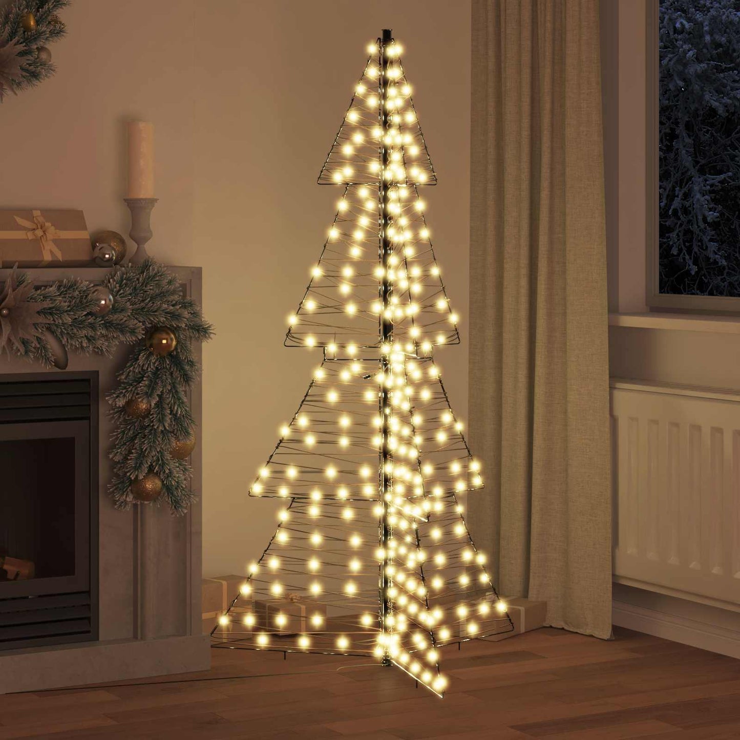 Christmas Tree with 240 LEDs Warm White 180 cm Rattan