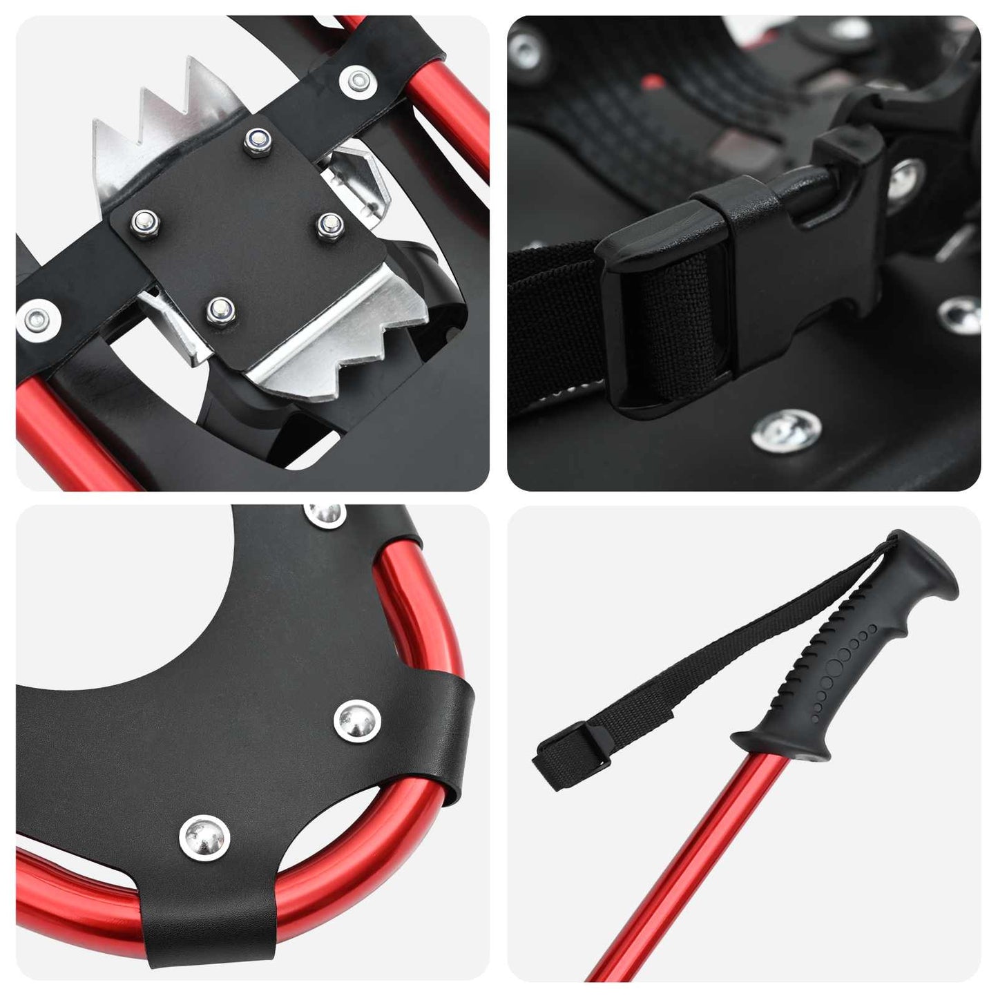 3 in 1 Snowshoes Red and Black 63.5 x 21 cm Aluminum and HDPE