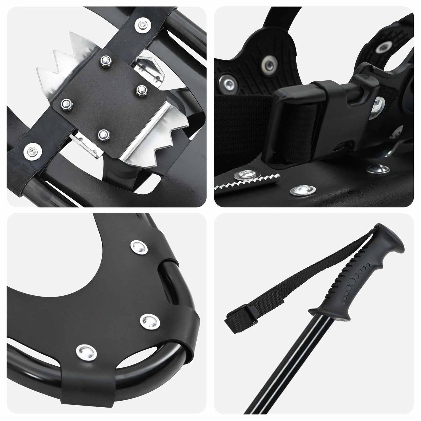 3 in 1 Snowshoes Black 63.5 x 21 cm Aluminum and HDPE