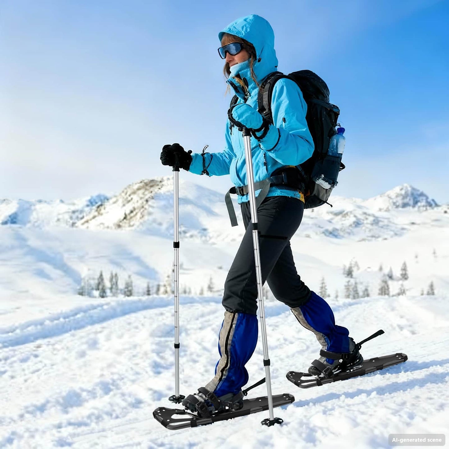 3 in 1 Snowshoes Black 78.5 x 22 cm Aluminum and HDPE