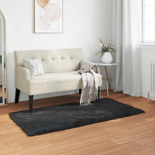 Faux Sheepskin Rug TAFALLA Black 80 x 150 cm Polyester