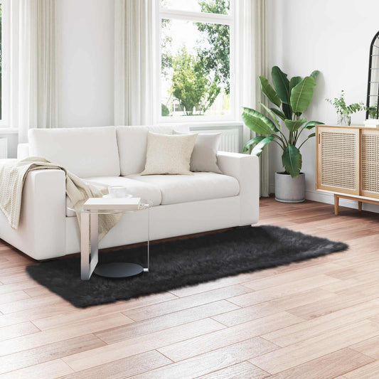Faux Sheepskin Rug TAFALLA Black 100 x 200 cm Polyester