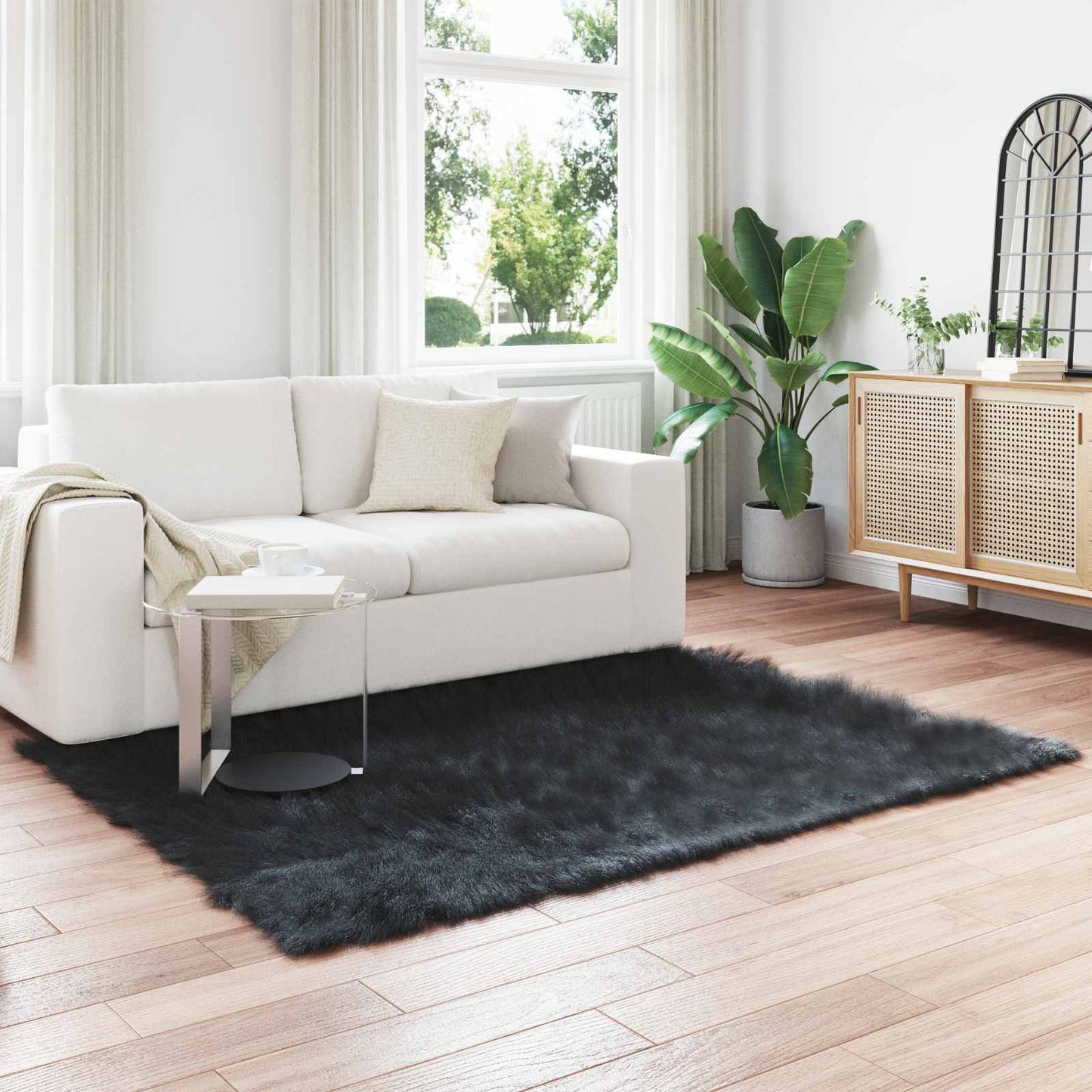 Faux Sheepskin Rug TAFALLA Black 120 x 170 cm Polyester