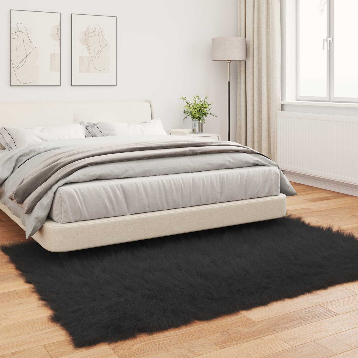 Faux Sheepskin Rug TAFALLA Black 120 x 170 cm Polyester