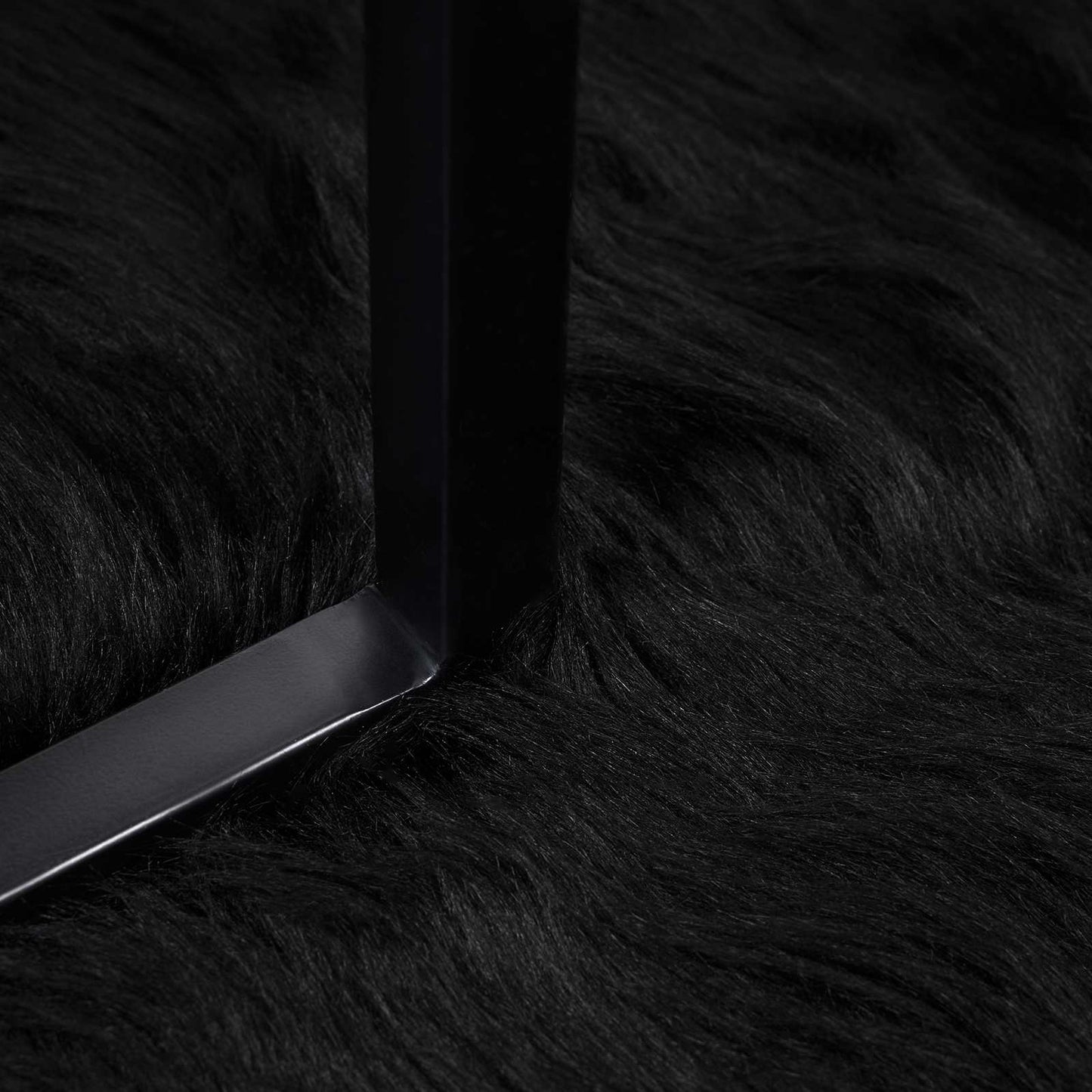 Faux Sheepskin Rug TAFALLA Black Ø 120 cm Polyester