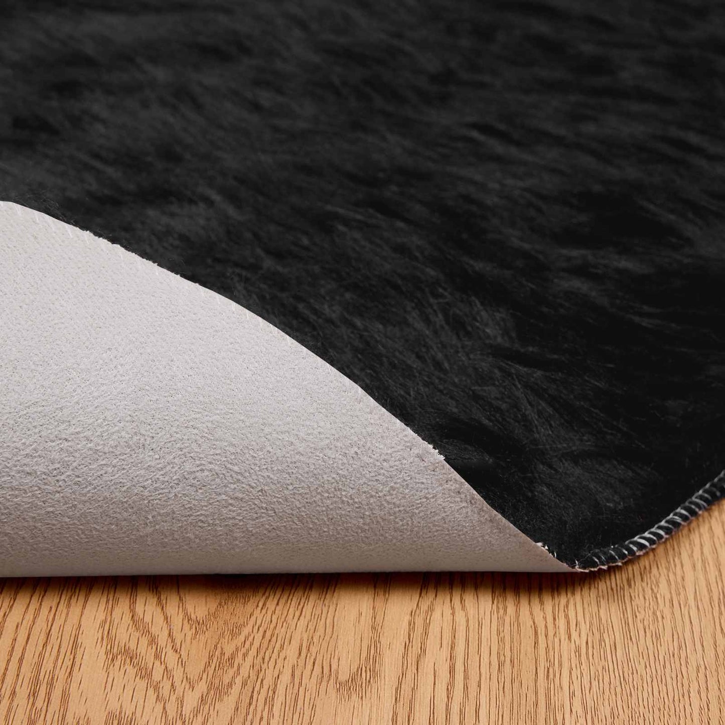 Faux Sheepskin Rug TAFALLA Black Ø 120 cm Polyester