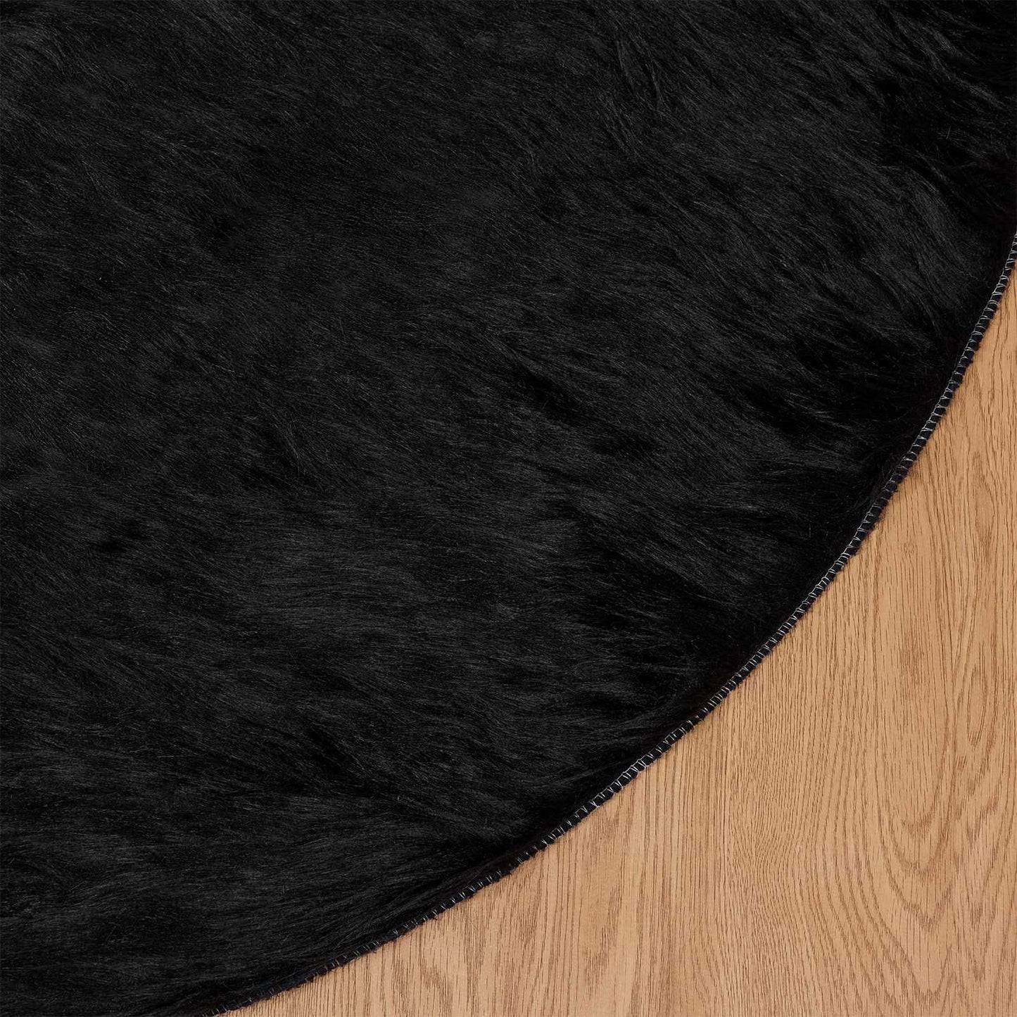 Faux Sheepskin Rug TAFALLA Black Ø 120 cm Polyester