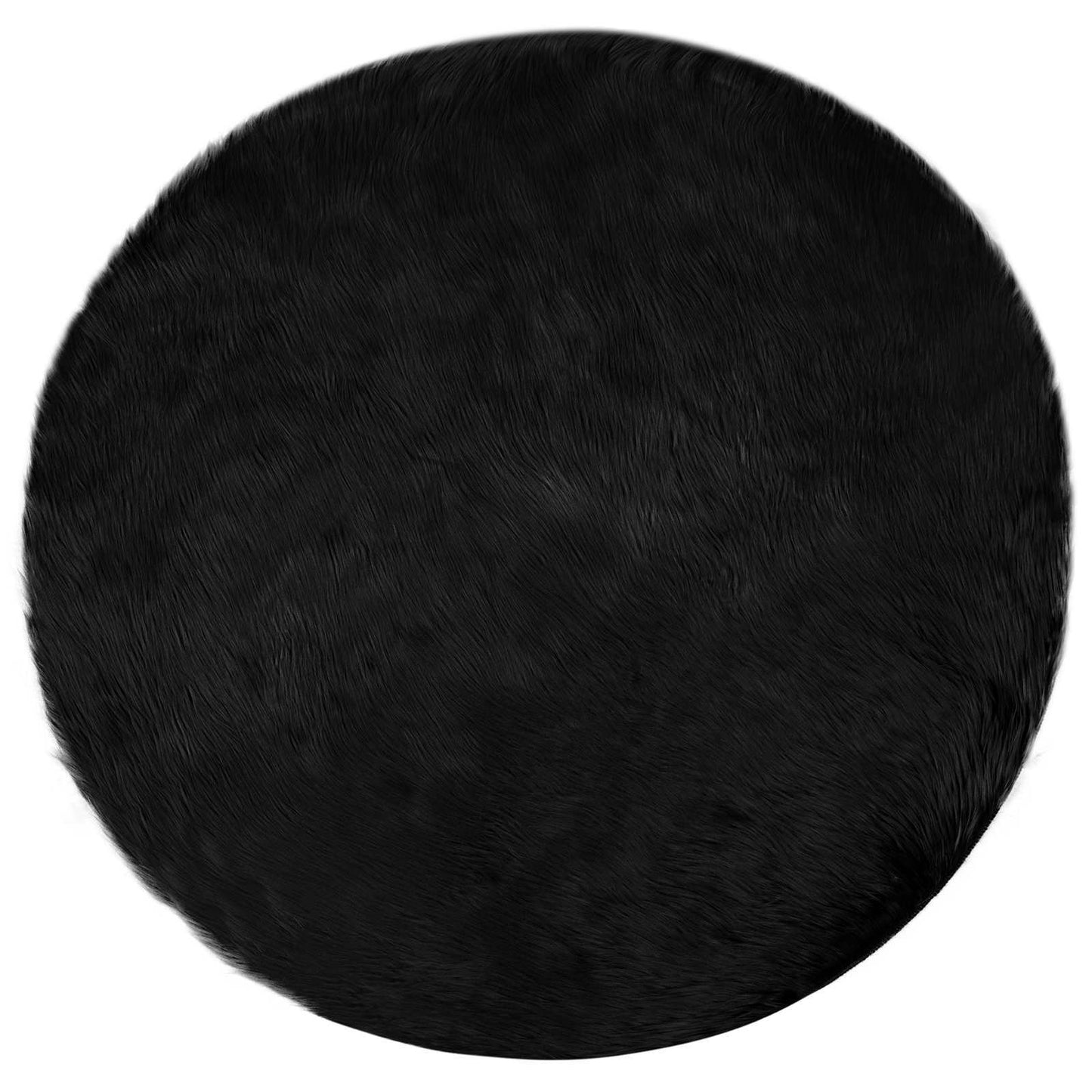Faux Sheepskin Rug TAFALLA Black Ø 120 cm Polyester