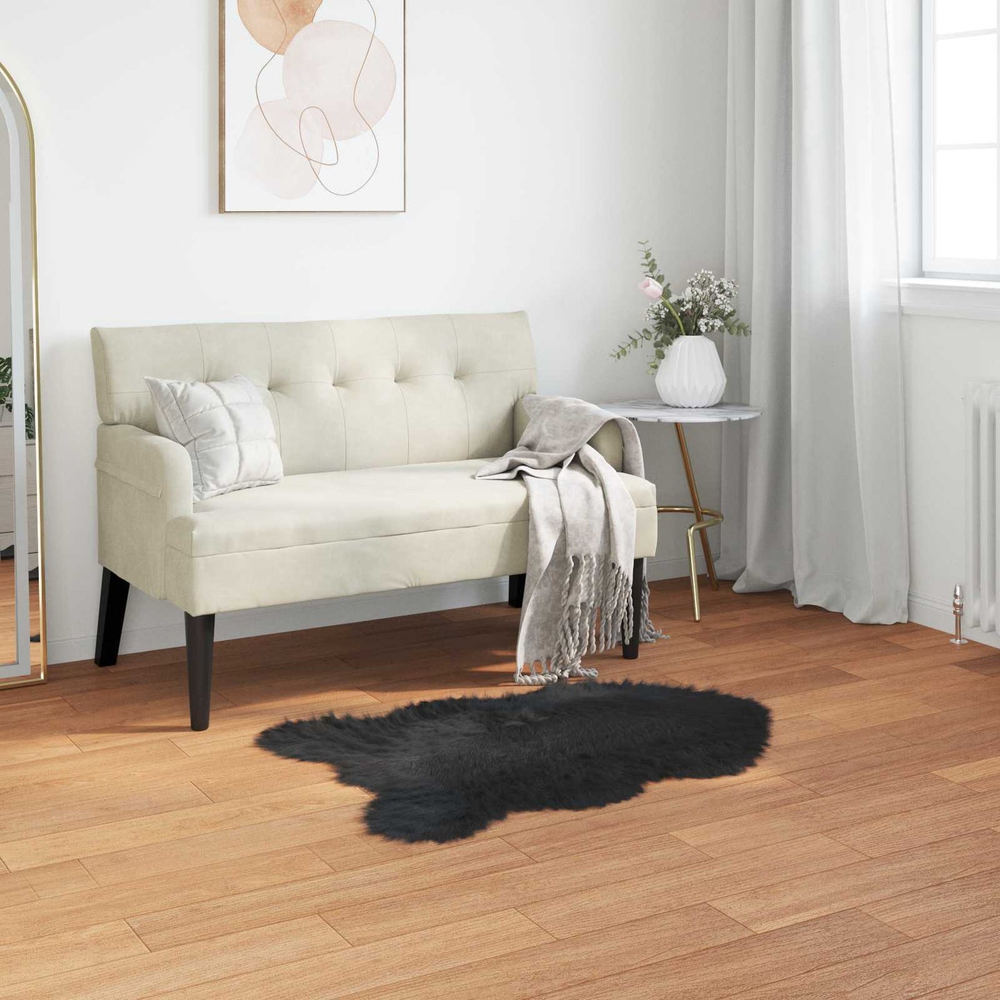 Faux Sheepskin Rug TAFALLA Black 80 x 120 cm Polyester