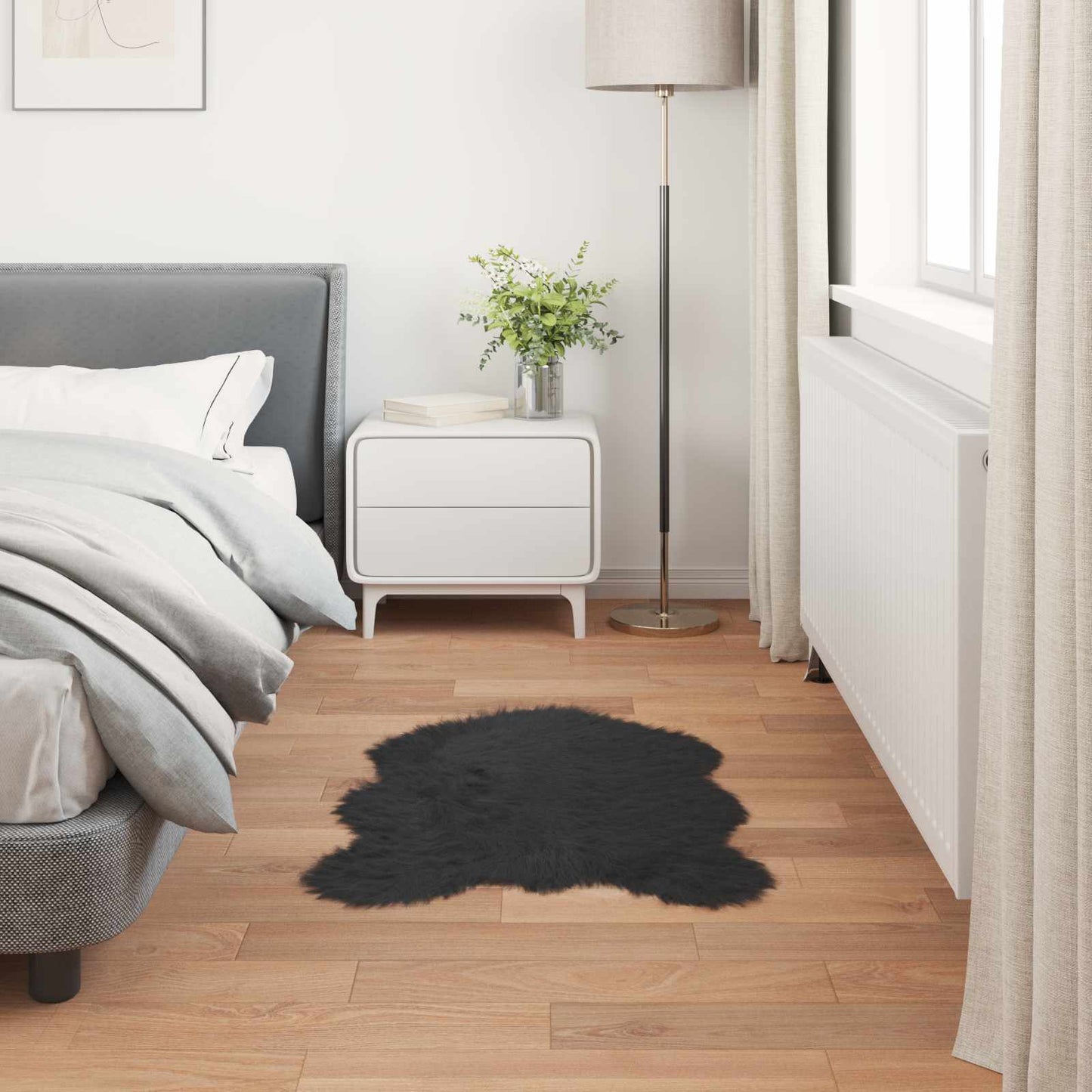 Faux Sheepskin Rug TAFALLA Black 80 x 120 cm Polyester