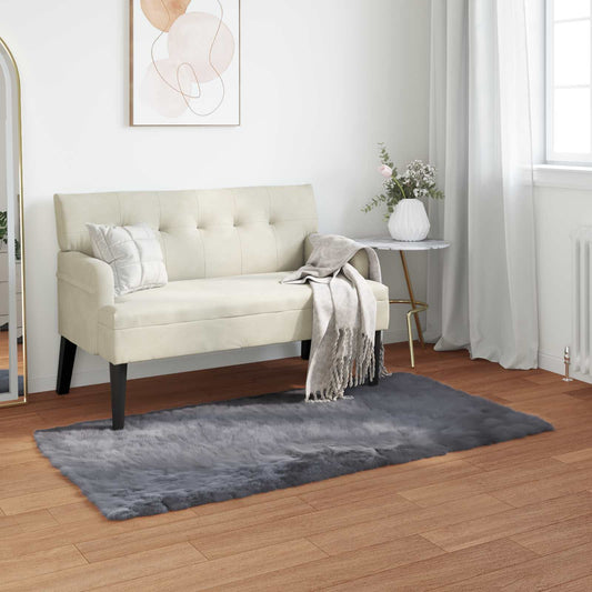 Faux Sheepskin Rug TAFALLA Anthracite 60 x 110 cm Polyester
