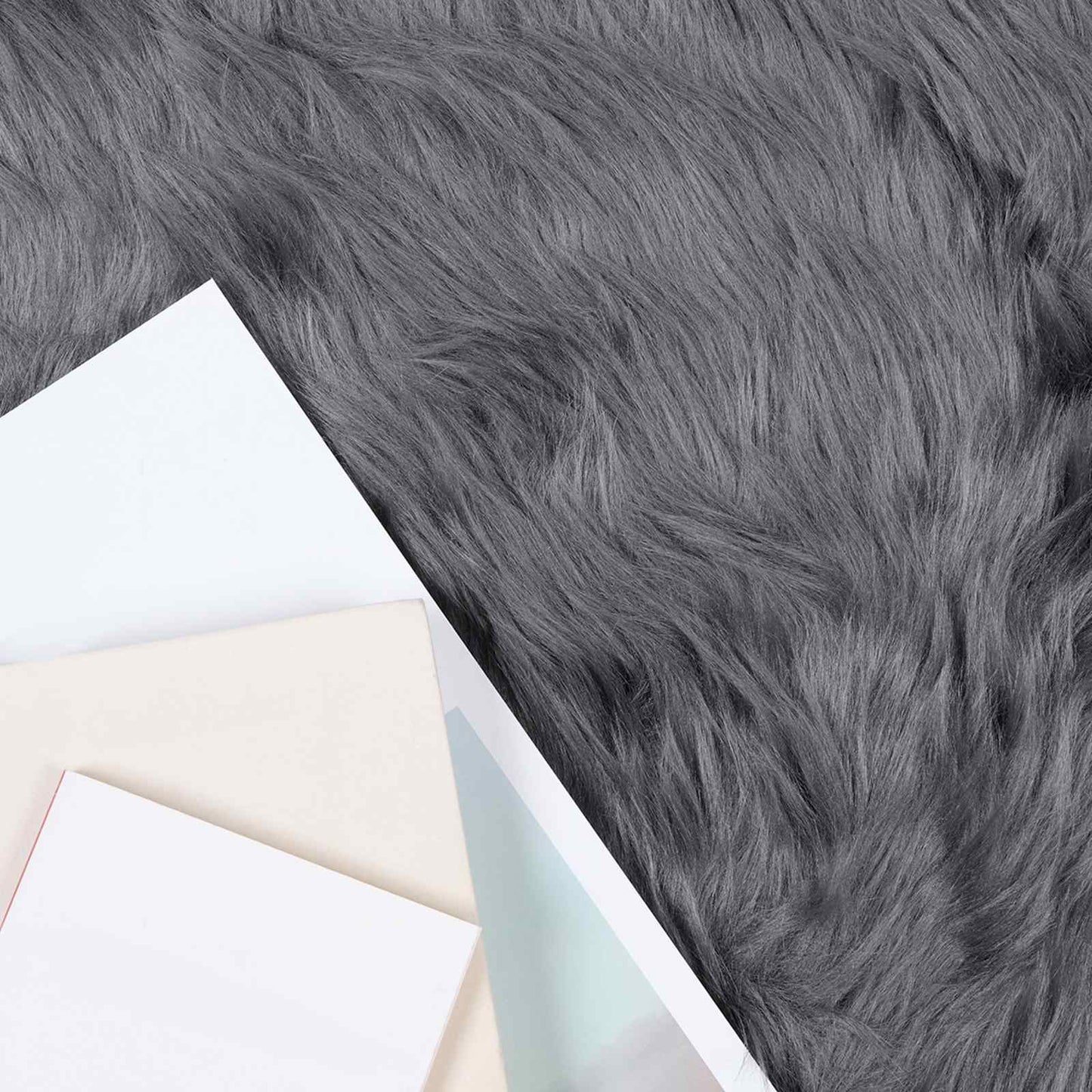 Faux Sheepskin Rug TAFALLA Anthracite 80 x 200 cm Polyester