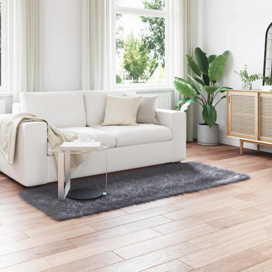 Faux Sheepskin Rug TAFALLA Anthracite 100 x 200 cm Polyester
