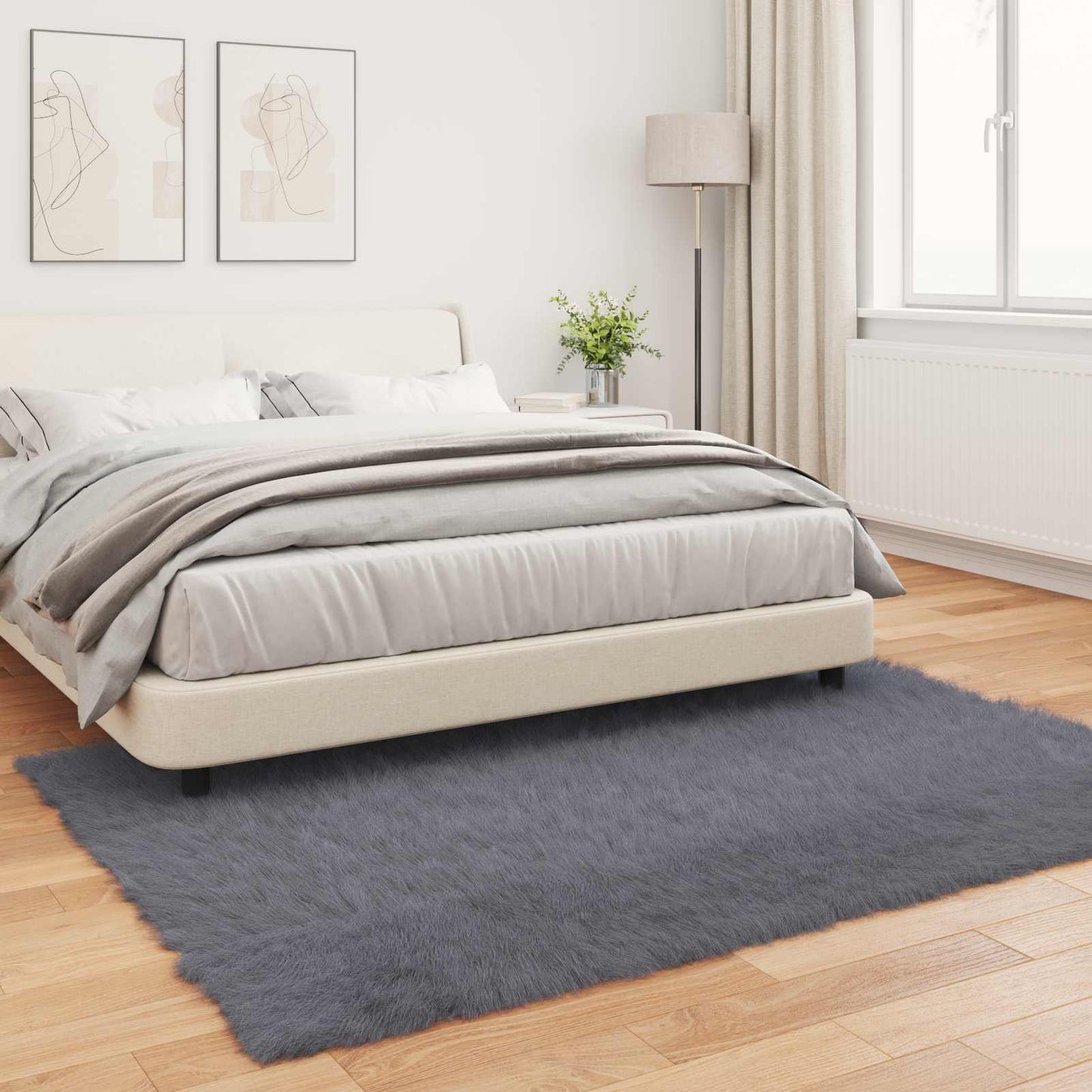 Faux Sheepskin Rug TAFALLA Anthracite 160 x 230 cm Polyester