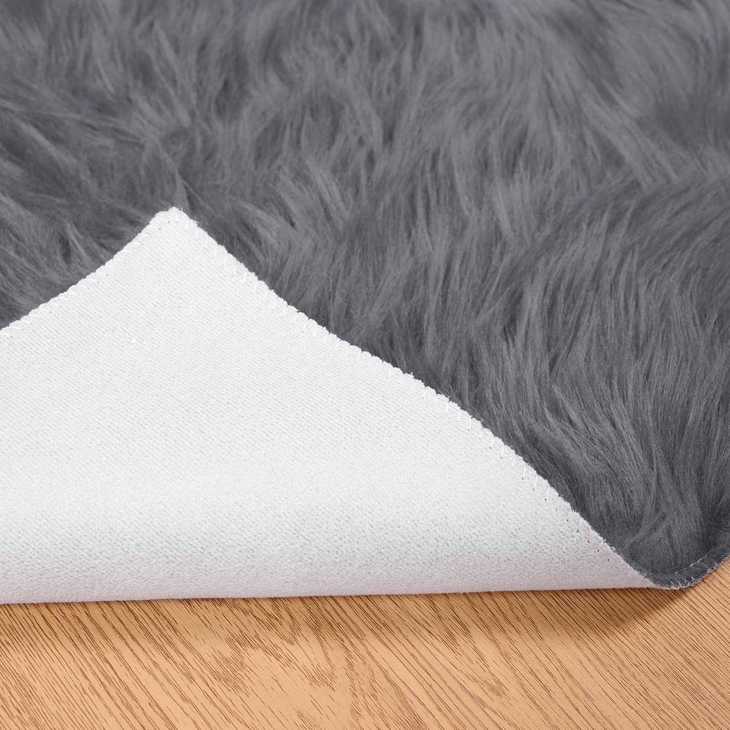 Faux Sheepskin Rug TAFALLA Anthracite 160 x 160 cm Polyester