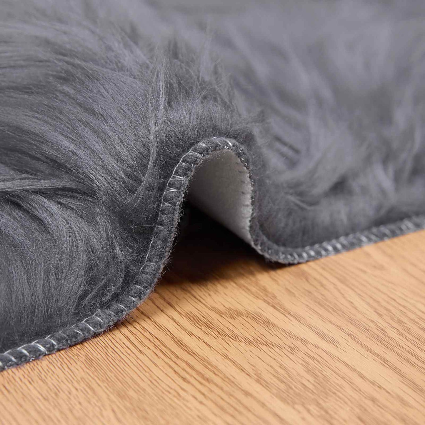 Faux Sheepskin Rug TAFALLA Anthracite 160 x 160 cm Polyester