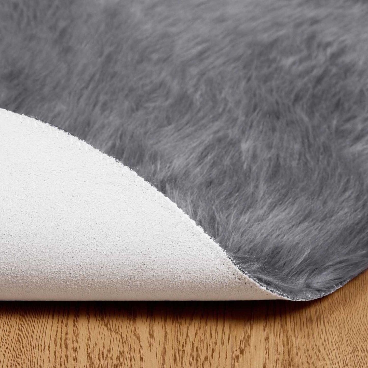 Faux Sheepskin Rug TAFALLA Anthracite Ø 200 cm Polyester