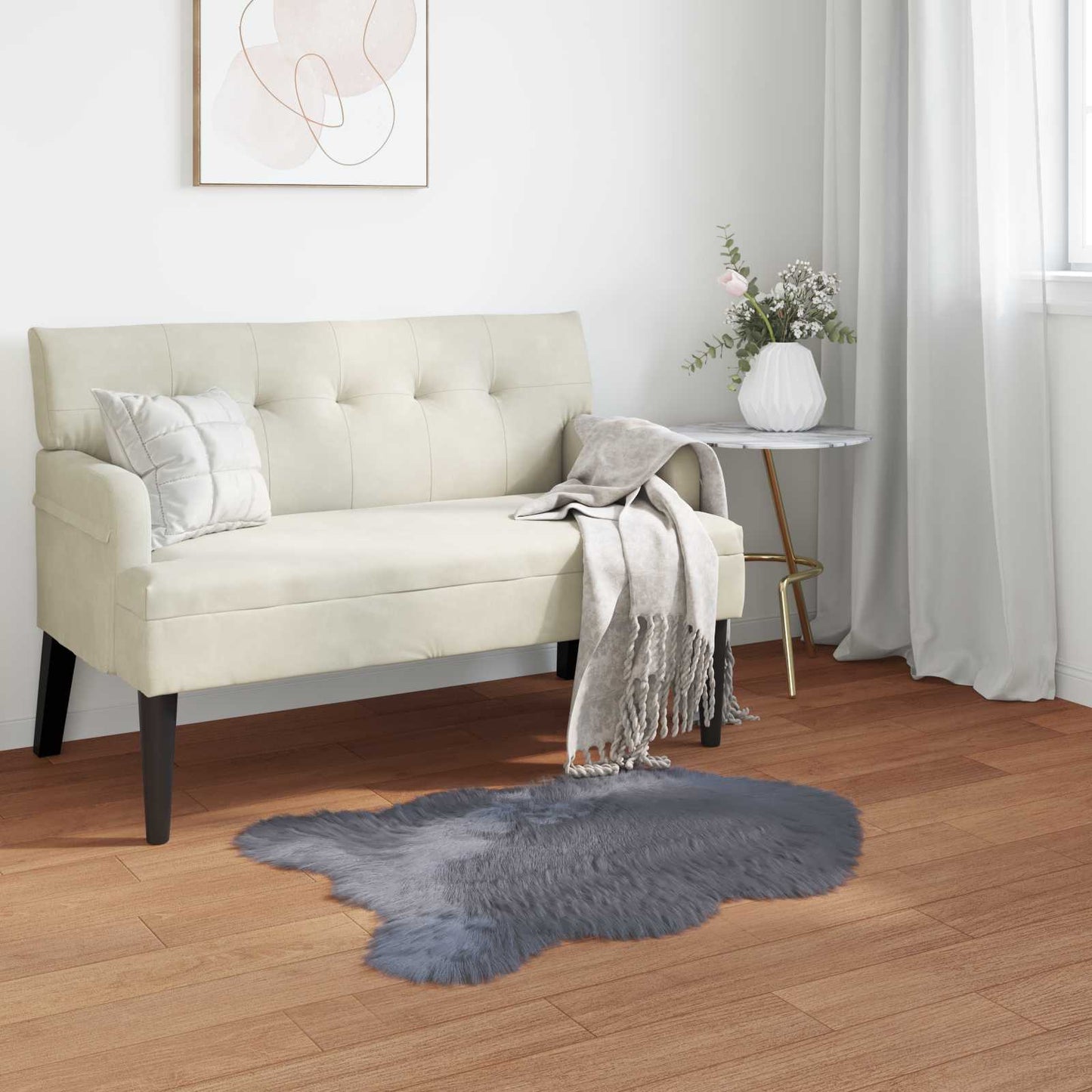 Faux Sheepskin Rug TAFALLA Anthracite 80 x 120 cm Polyester