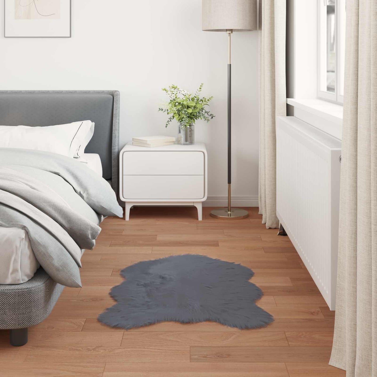 Faux Sheepskin Rug TAFALLA Anthracite 80 x 120 cm Polyester