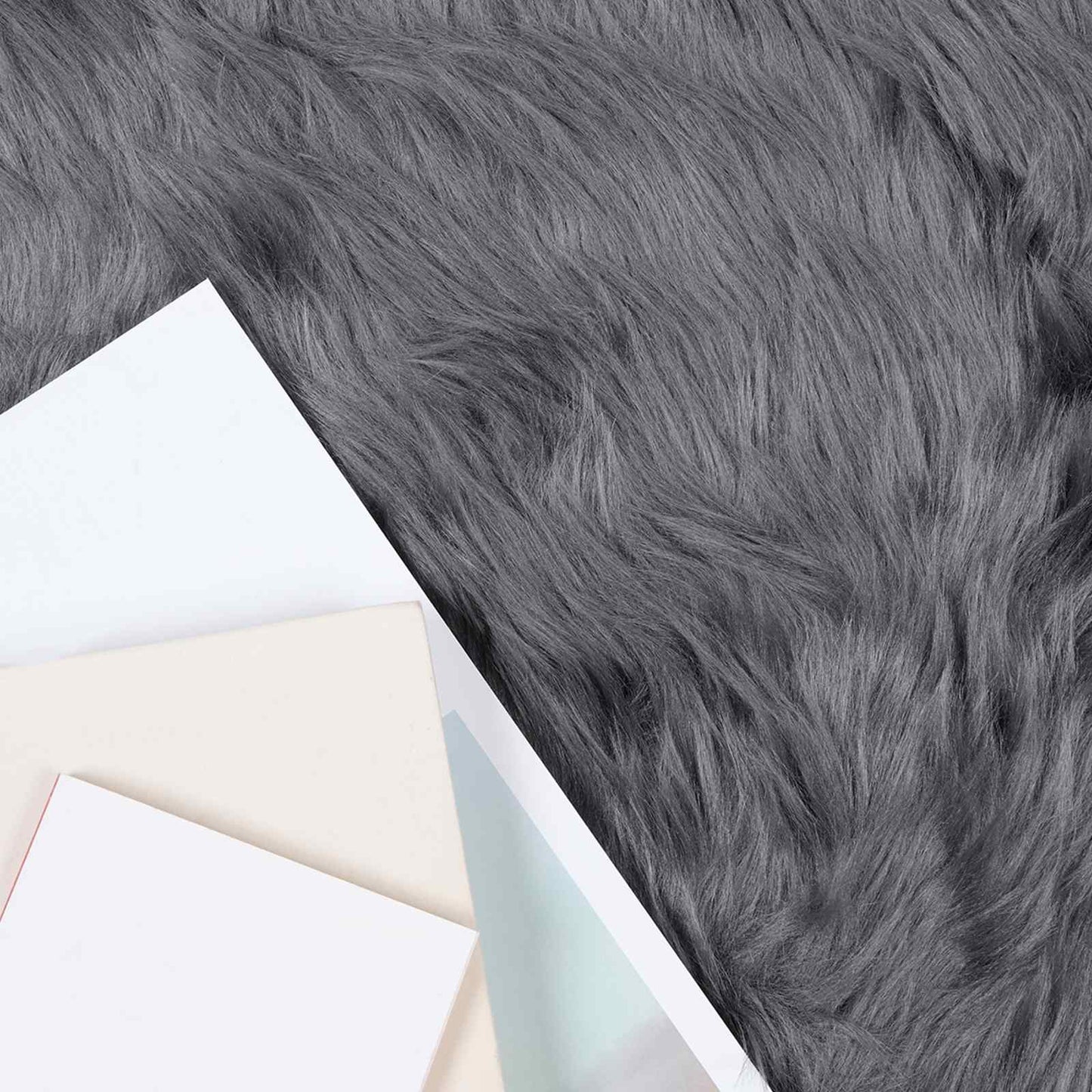 Faux Sheepskin Rug TAFALLA Anthracite 80 x 120 cm Polyester