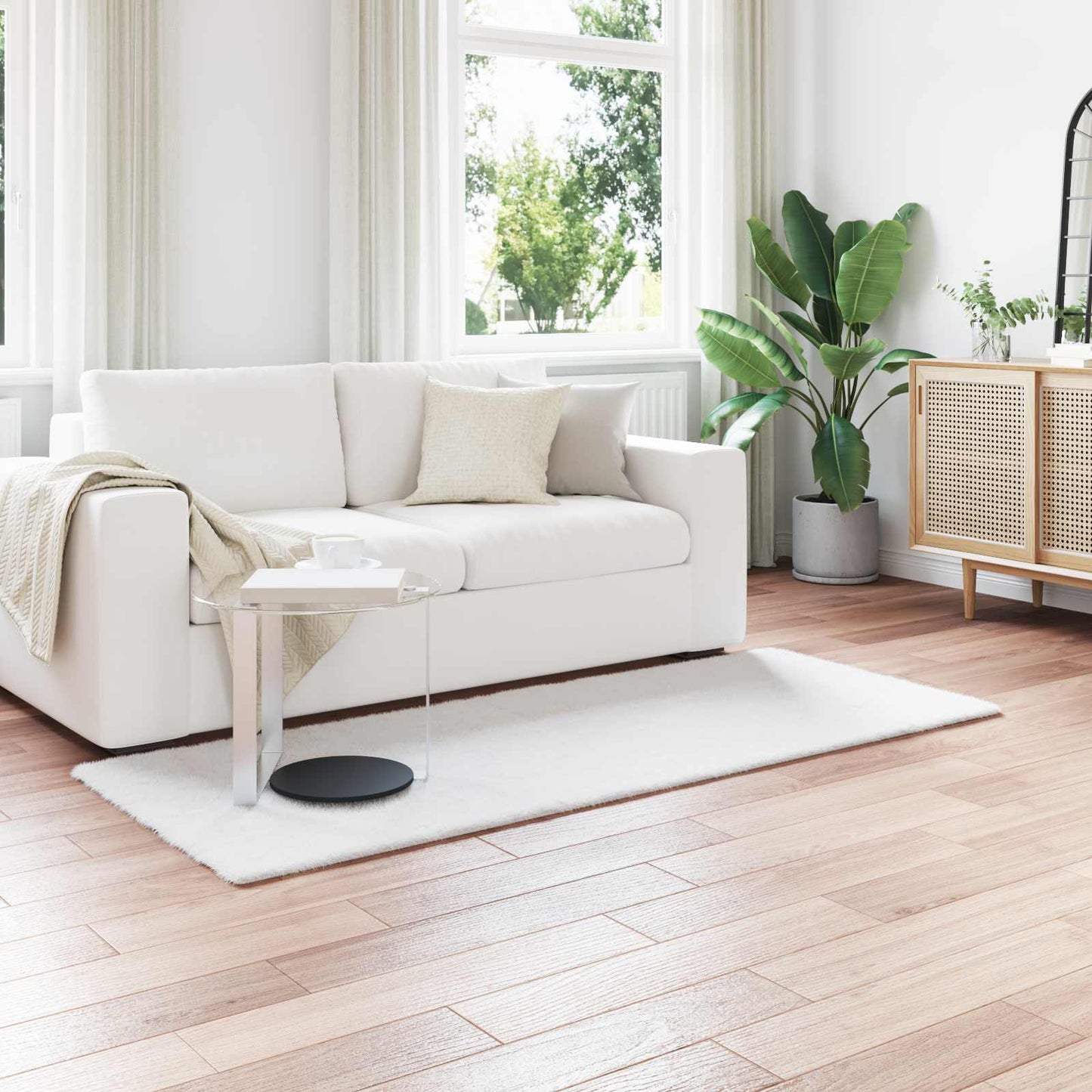 Anti-Slip Faux Rabbit Fur Rug OLITE White 100 x 200 cm