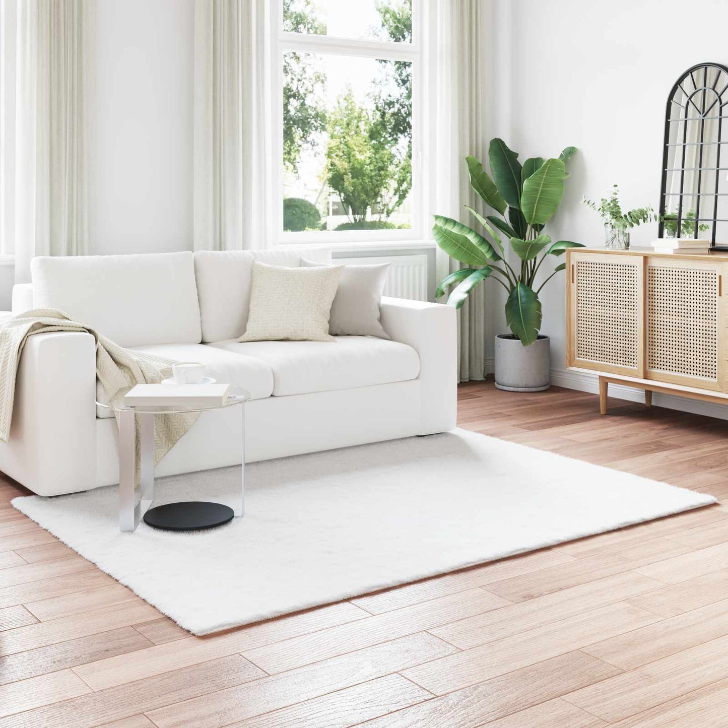 Anti-Slip Faux Rabbit Fur Rug OLITE White 120 x 170 cm