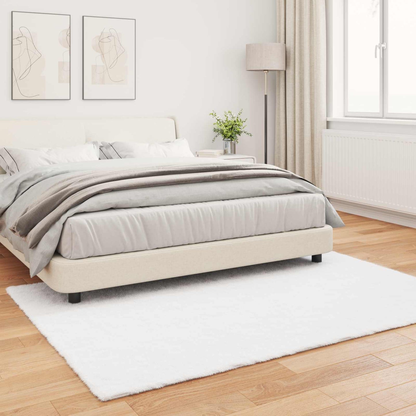 Anti-Slip Faux Rabbit Fur Rug OLITE White 120 x 170 cm