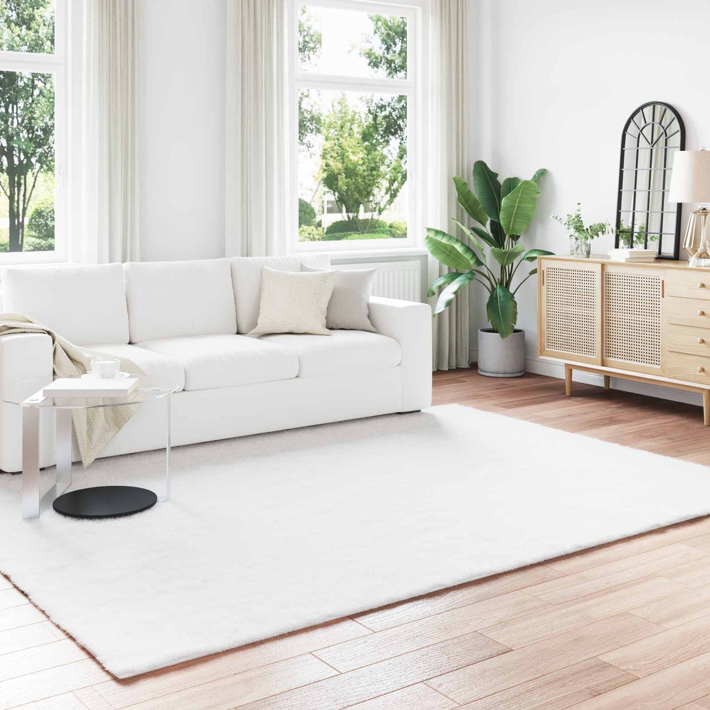 Anti-Slip Faux Rabbit Fur Rug OLITE White 240 x 340 cm