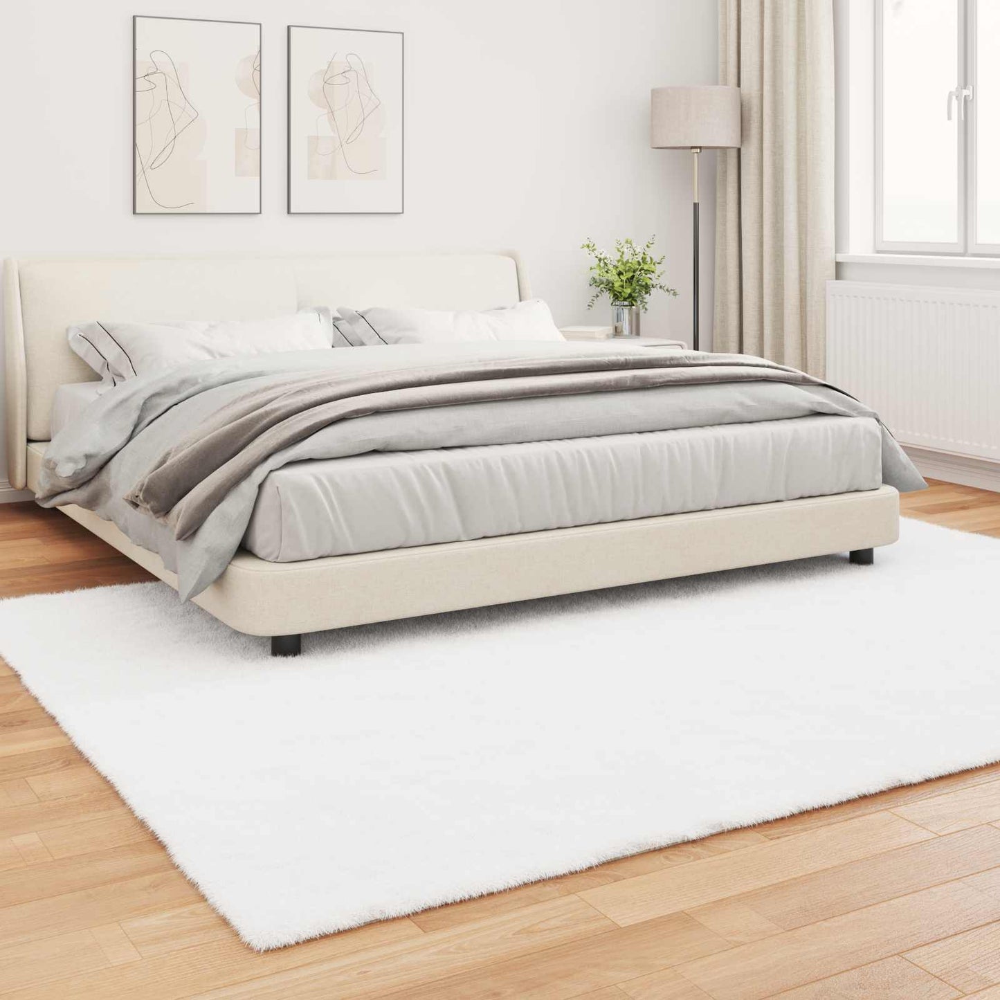 Anti-Slip Faux Rabbit Fur Rug OLITE White 240 x 340 cm