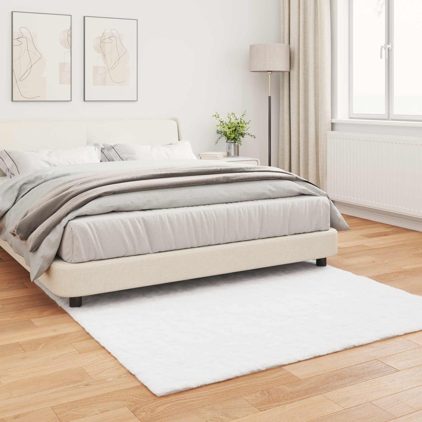 Anti-Slip Faux Rabbit Fur Rug OLITE White 160 x 160 cm