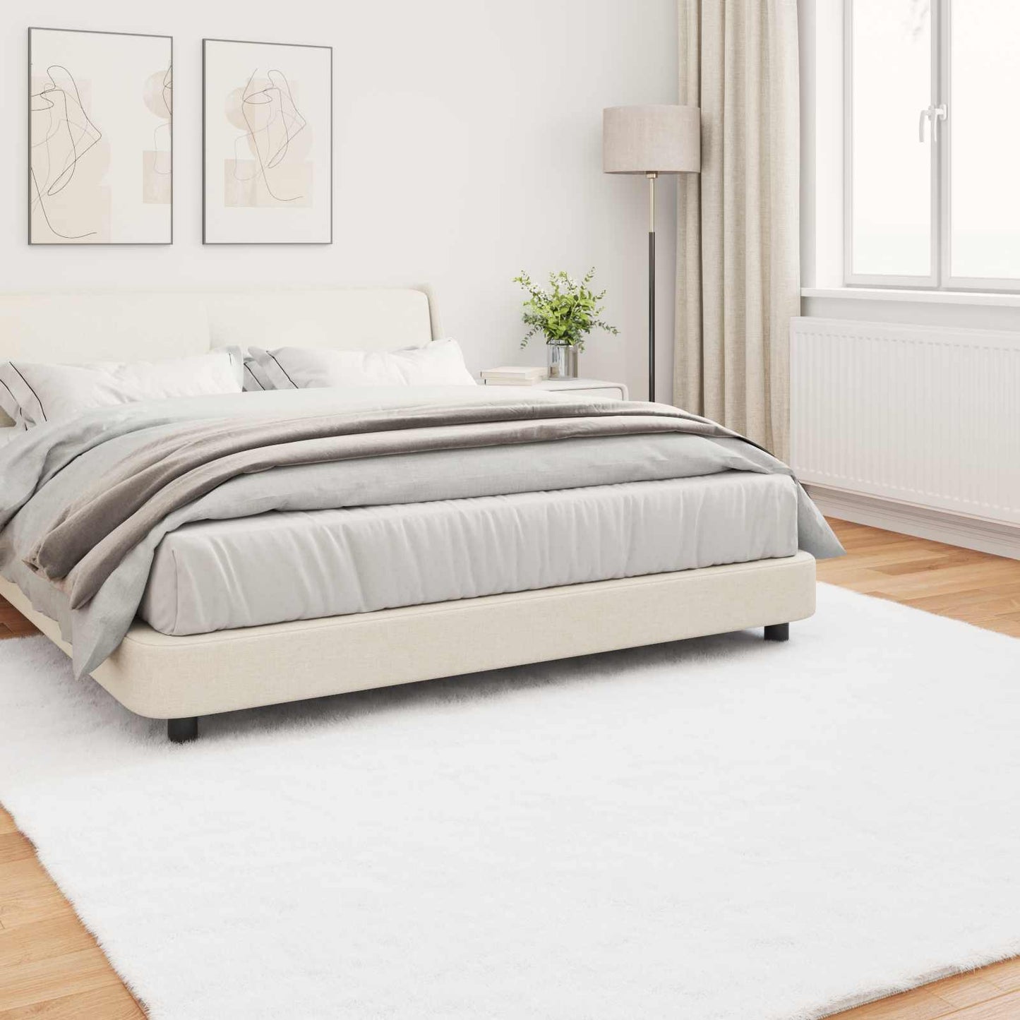 Anti-Slip Faux Rabbit Fur Rug OLITE White 200 x 200 cm