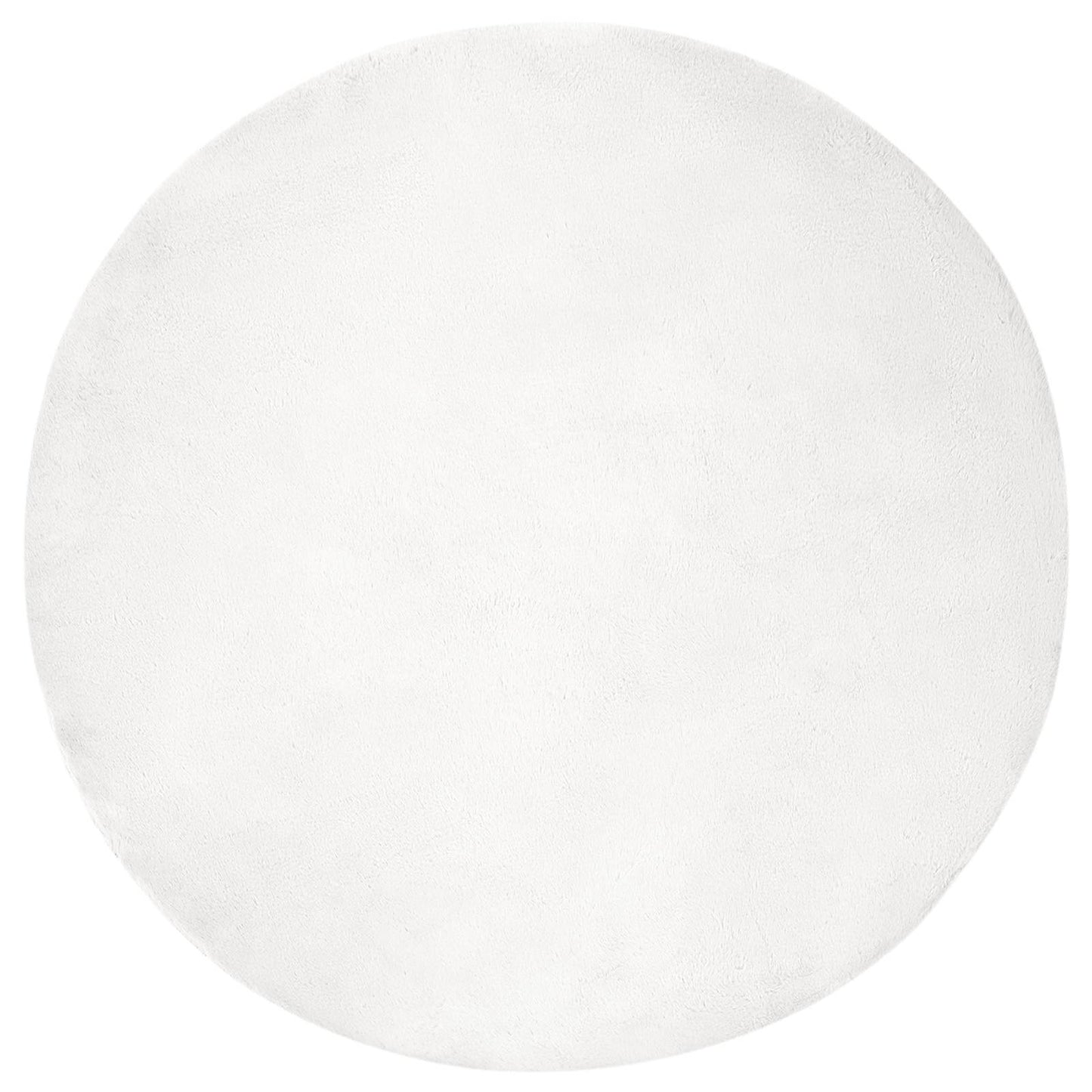 Anti-Slip Faux Rabbit Fur Rug OLITE White Ø 100 cm Polyester
