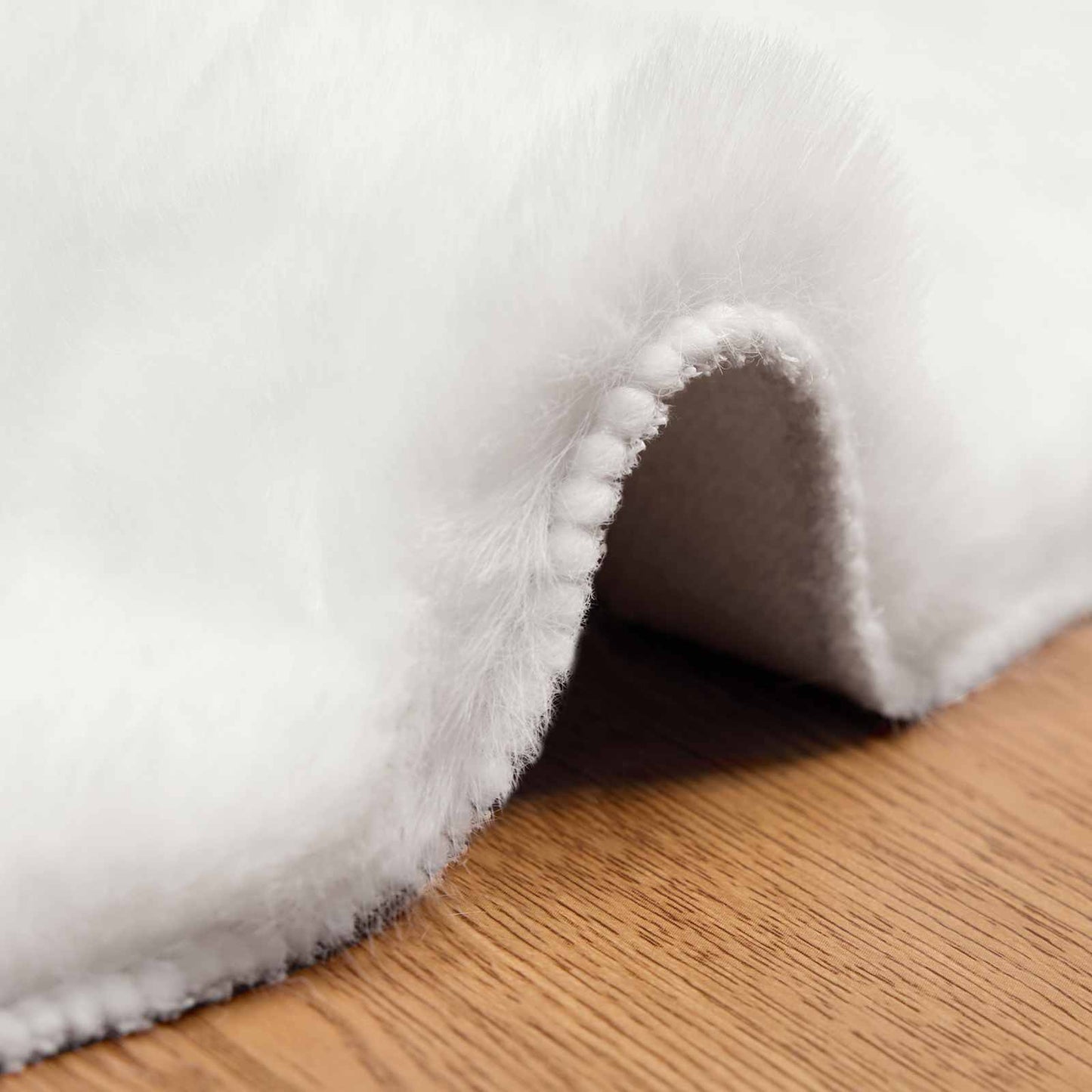 Anti-Slip Faux Rabbit Fur Rug OLITE White Ø 160 cm Polyester