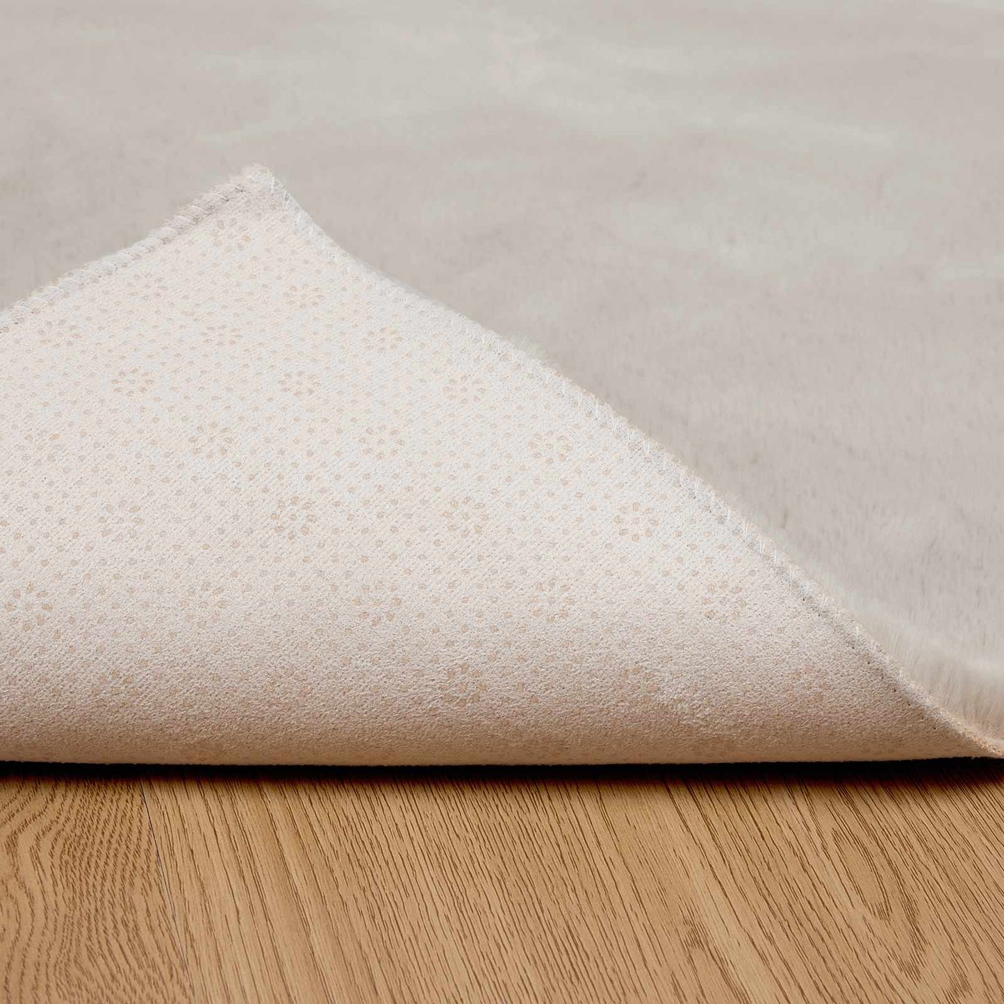 Anti-Slip Faux Rabbit Fur Rug OLITE Beige 80 x 150 cm Polyester