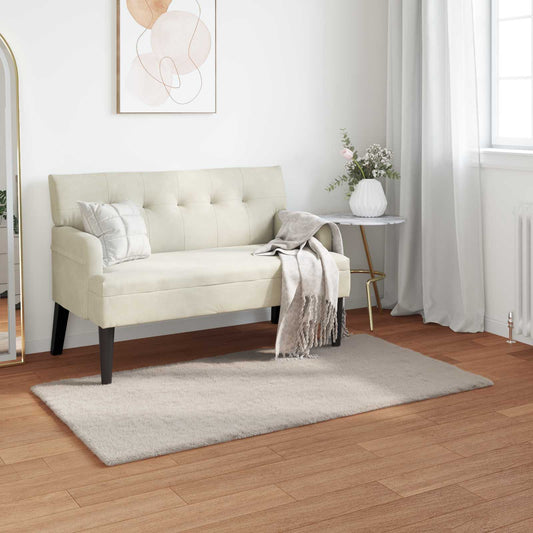 Anti-Slip Faux Rabbit Fur Rug OLITE Beige 80 x 150 cm Polyester
