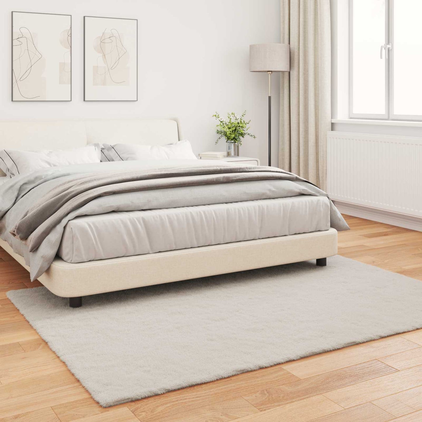 Anti-Slip Faux Rabbit Fur Rug OLITE Beige 120 x 170 cm