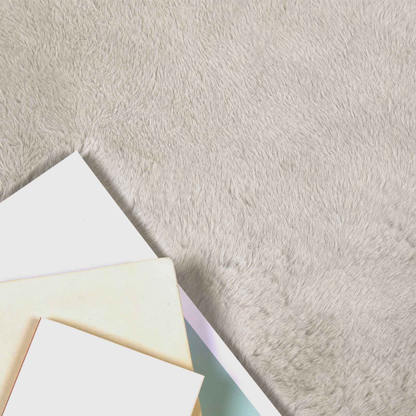 Anti-Slip Faux Rabbit Fur Rug OLITE Beige 140 x 200 cm