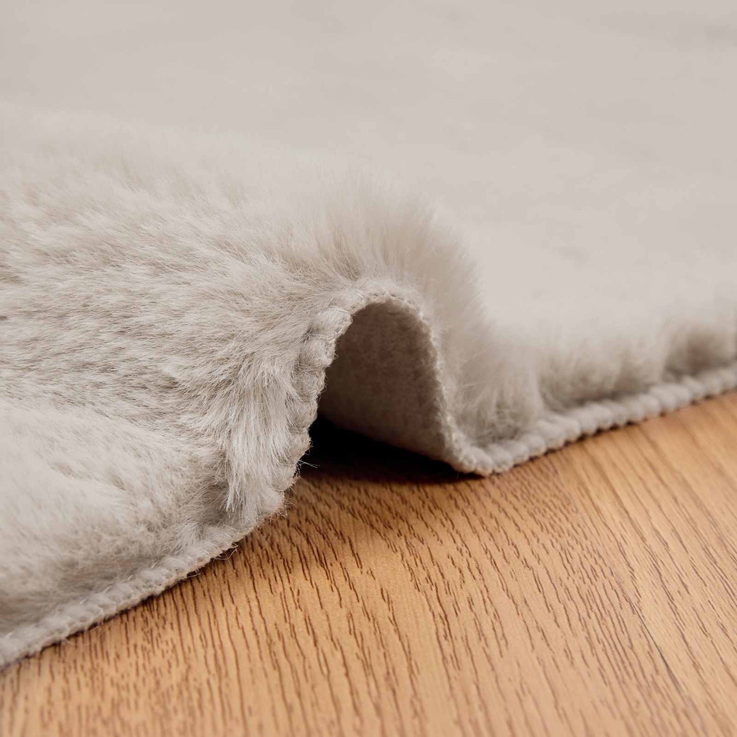 Anti-Slip Faux Rabbit Fur Rug OLITE Beige 120 x 120 cm