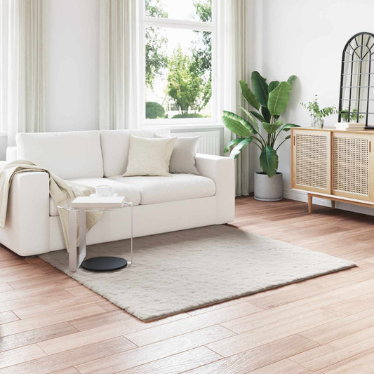 Anti-Slip Faux Rabbit Fur Rug OLITE Beige 160 x 160 cm