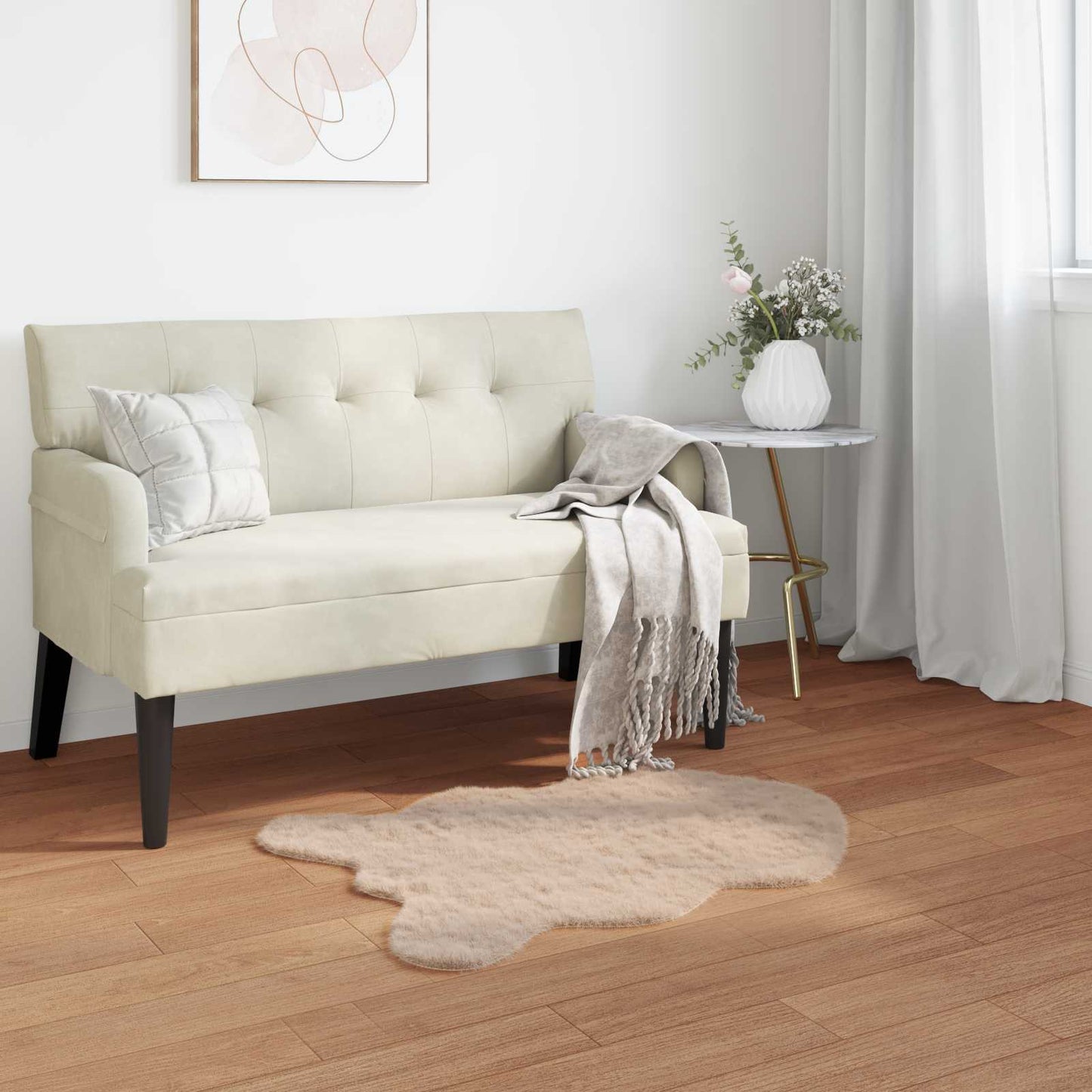Anti-Slip Faux Rabbit Fur Rug OLITE Taupe 80 x 120 cm Polyester