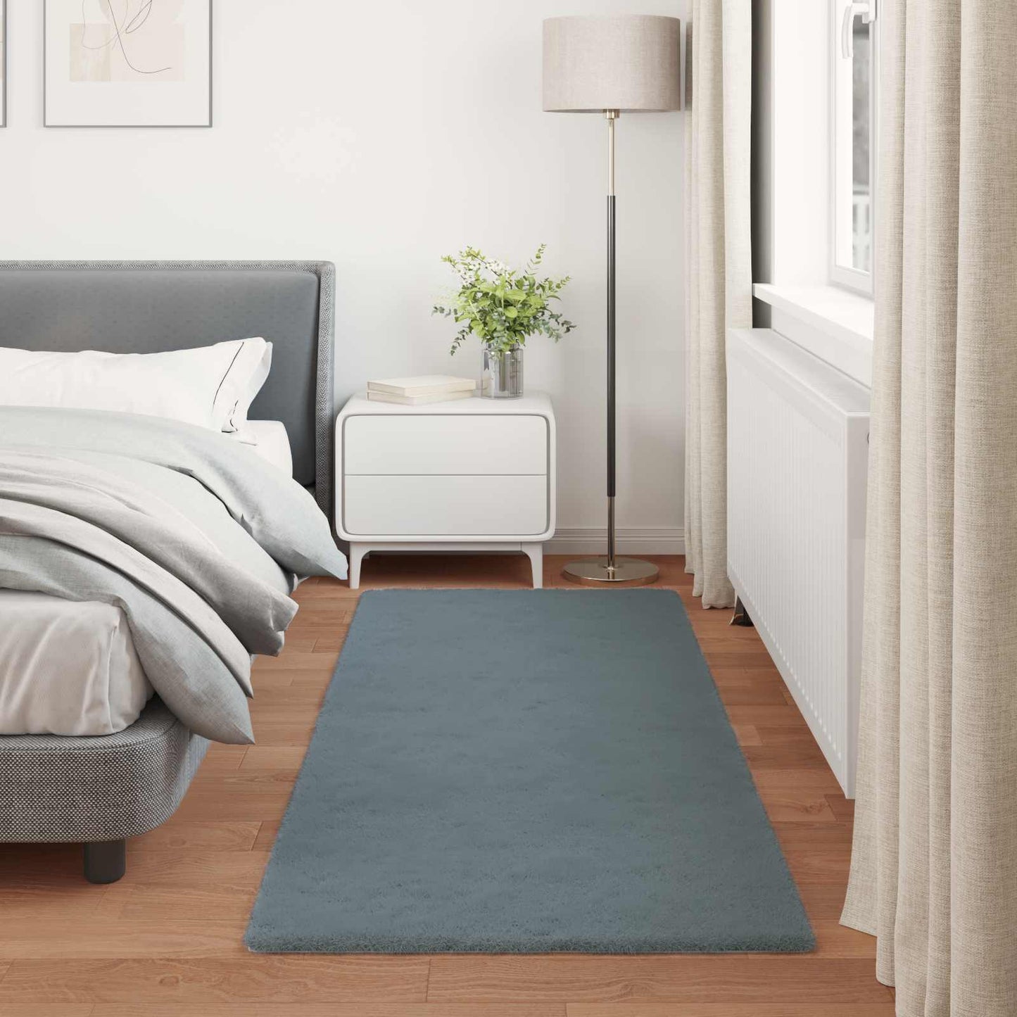 Anti-Slip Faux Rabbit Fur Rug OLITE Anthracite 100 x 200 cm