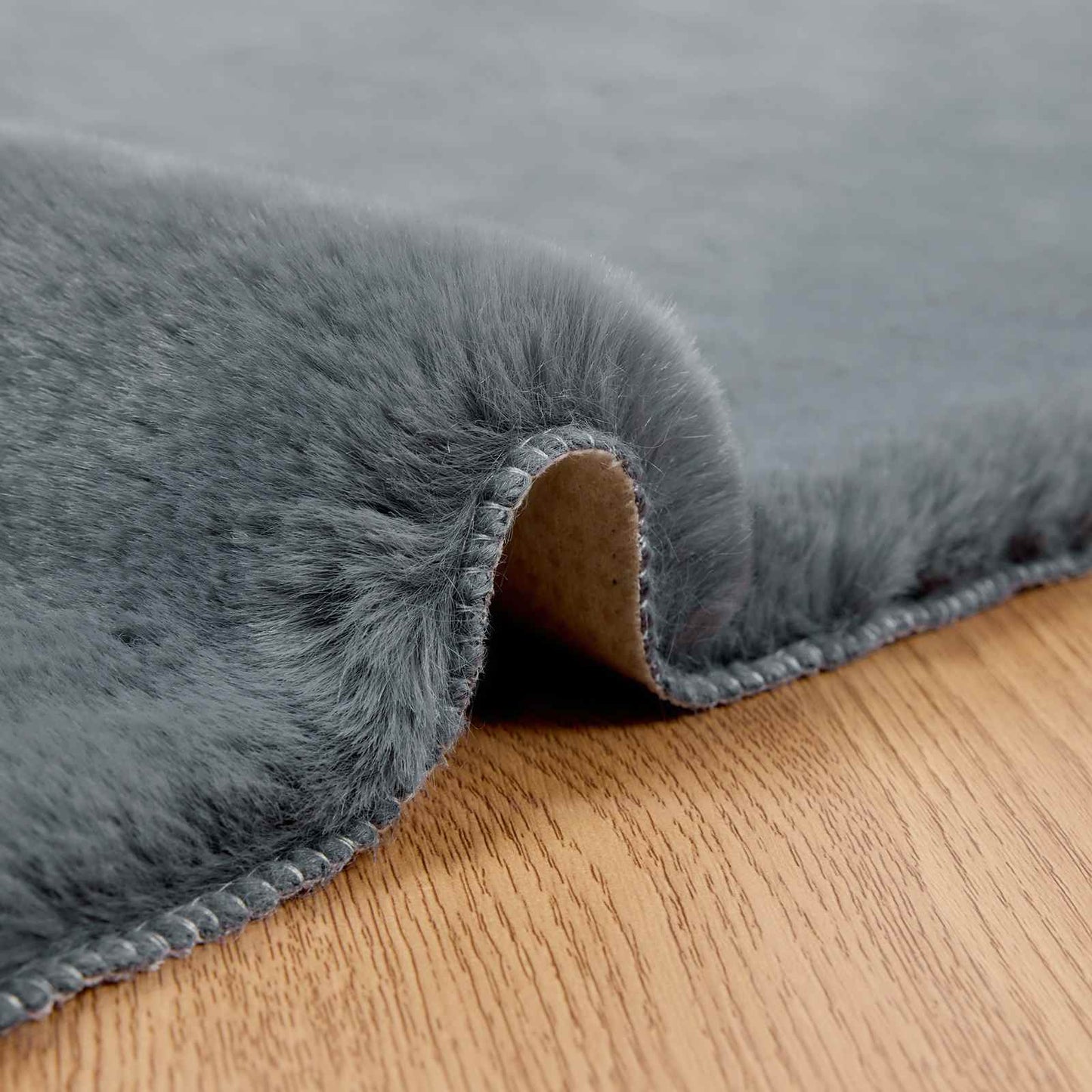 Anti-Slip Faux Rabbit Fur Rug OLITE Anthracite 120 x 170 cm