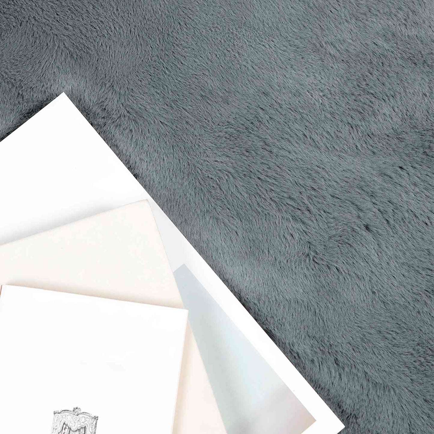 Anti-Slip Faux Rabbit Fur Rug OLITE Anthracite 120 x 170 cm