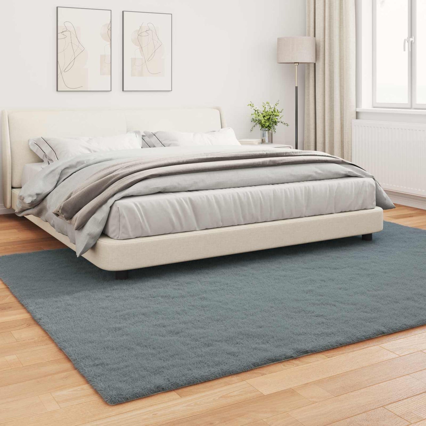 Anti-Slip Faux Rabbit Fur Rug OLITE Anthracite 200 x 280 cm