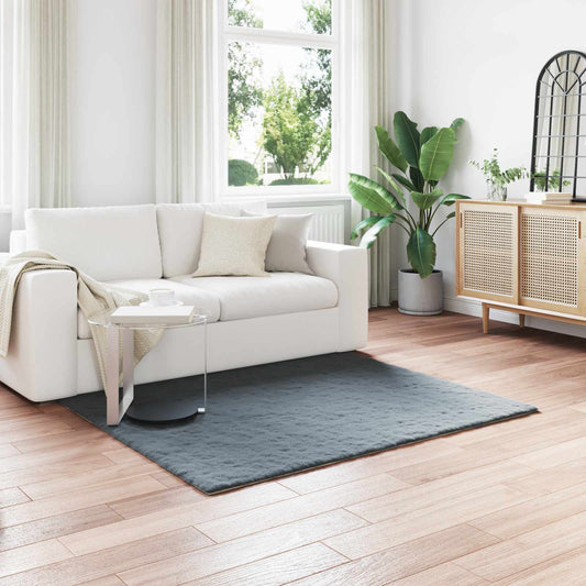 Anti-Slip Faux Rabbit Fur Rug OLITE Anthracite 160 x 160 cm