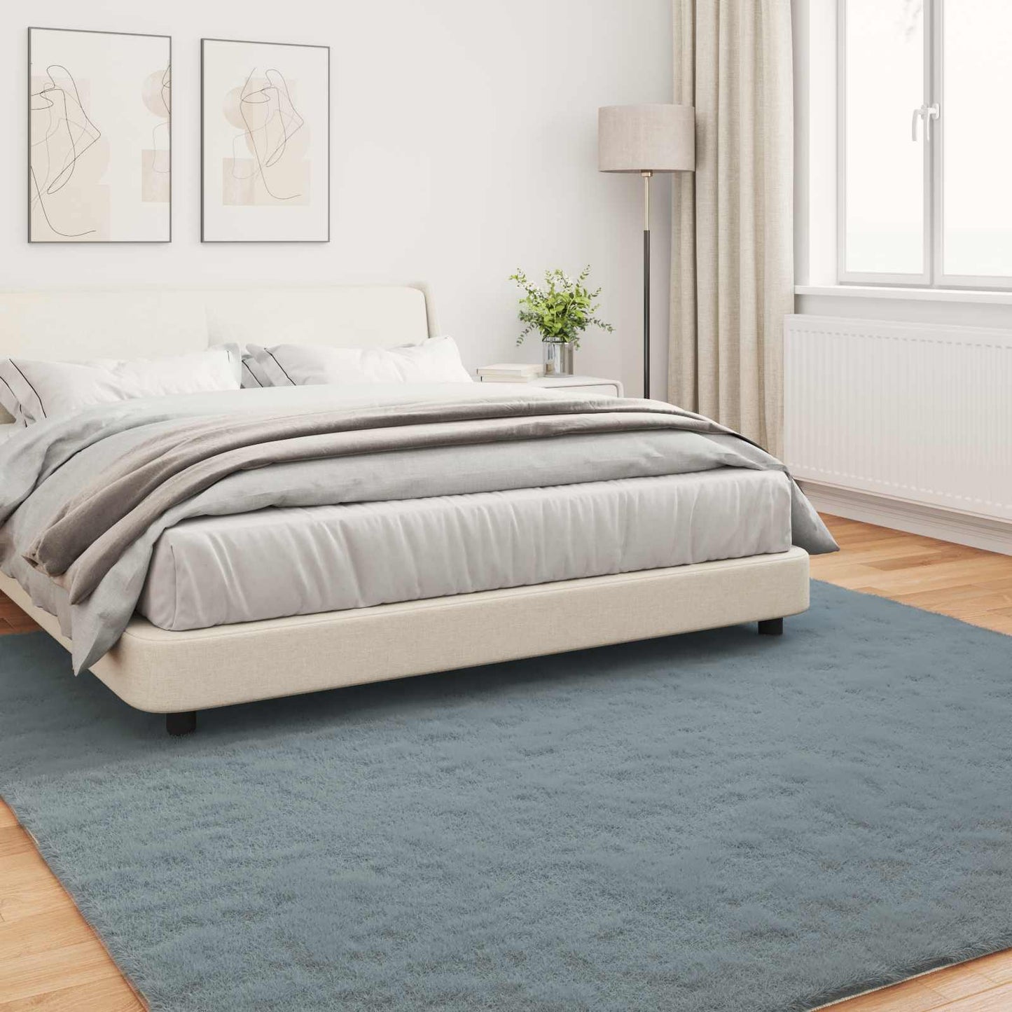 Anti-Slip Faux Rabbit Fur Rug OLITE Anthracite 200 x 200 cm