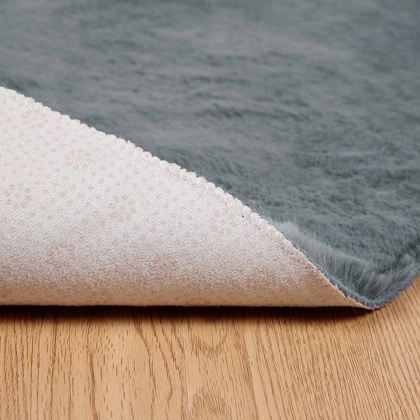 Anti-Slip Faux Rabbit Fur Rug OLITE Anthracite Ø 120 cm