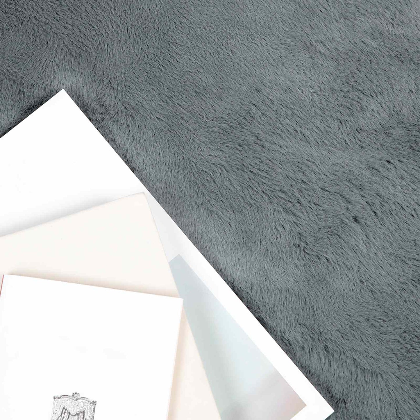 Anti-Slip Faux Rabbit Fur Rug OLITE Anthracite Ø 120 cm